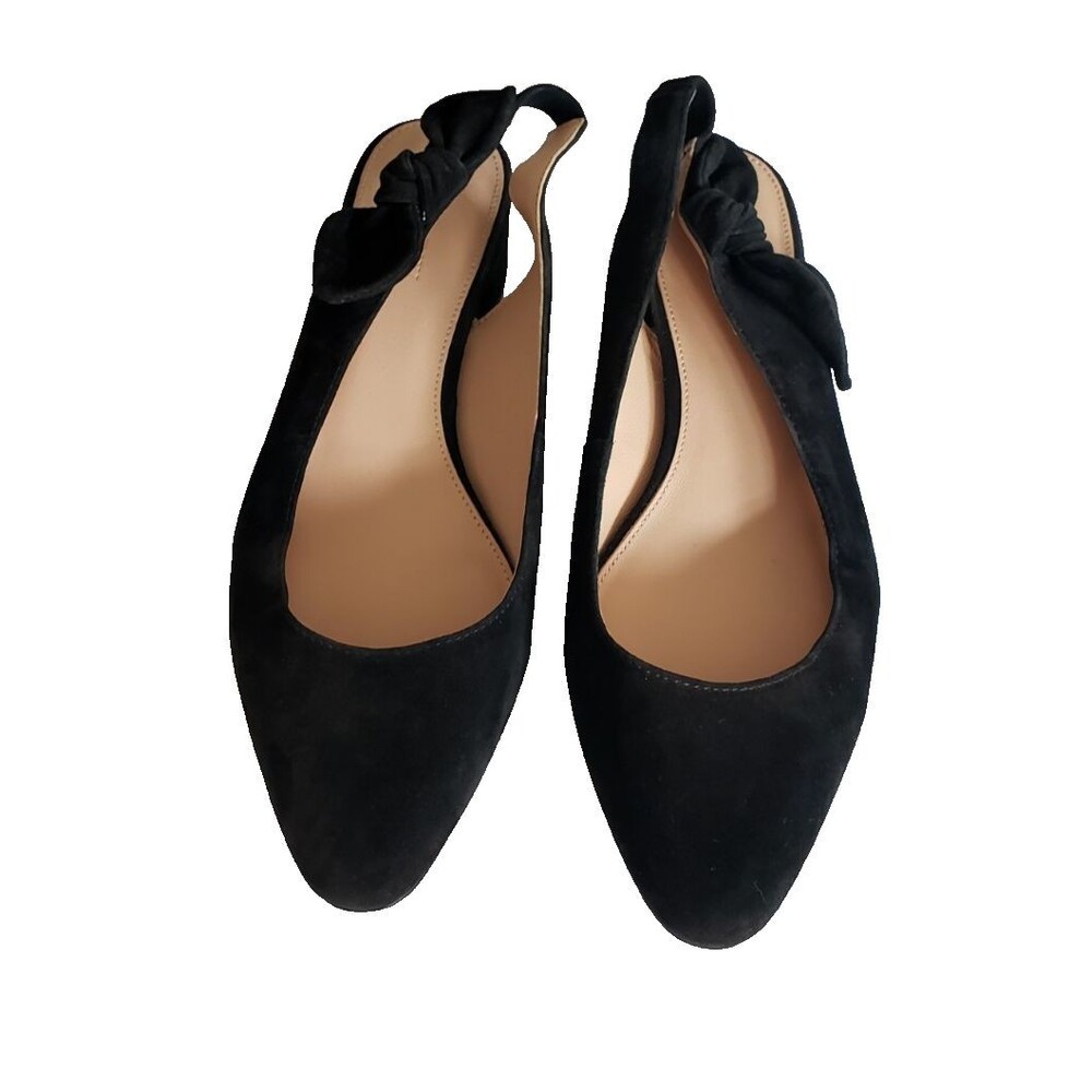 J.Crew Black Suede Slingback bow pumps (40mm) Style #H8181 Size 8